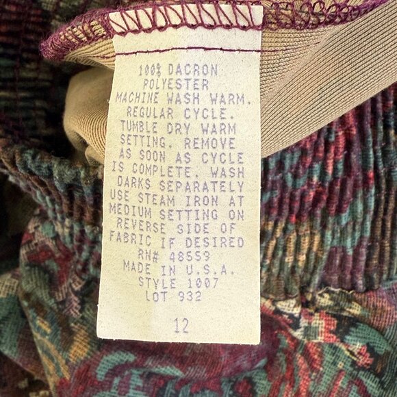 Vintage Inseparables Skirt Sz 12 Multi Floral Tapestry Elastic Waist Maxi 90's - Picture 9 of 9